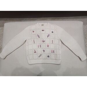 High Country Pure New Wool Sweater Small Floral Hand Crafted in NZ Grannycore